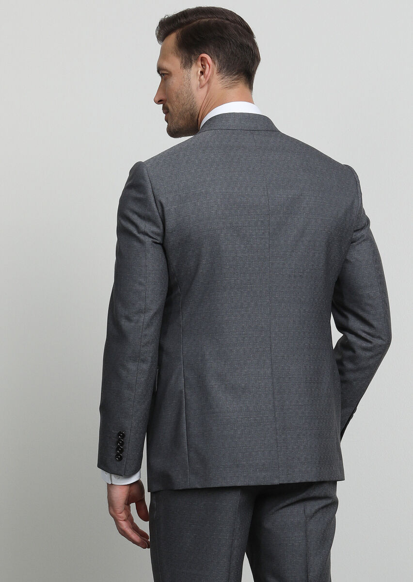 Grey Micro Regular Fit 100% Wool Suit - 4