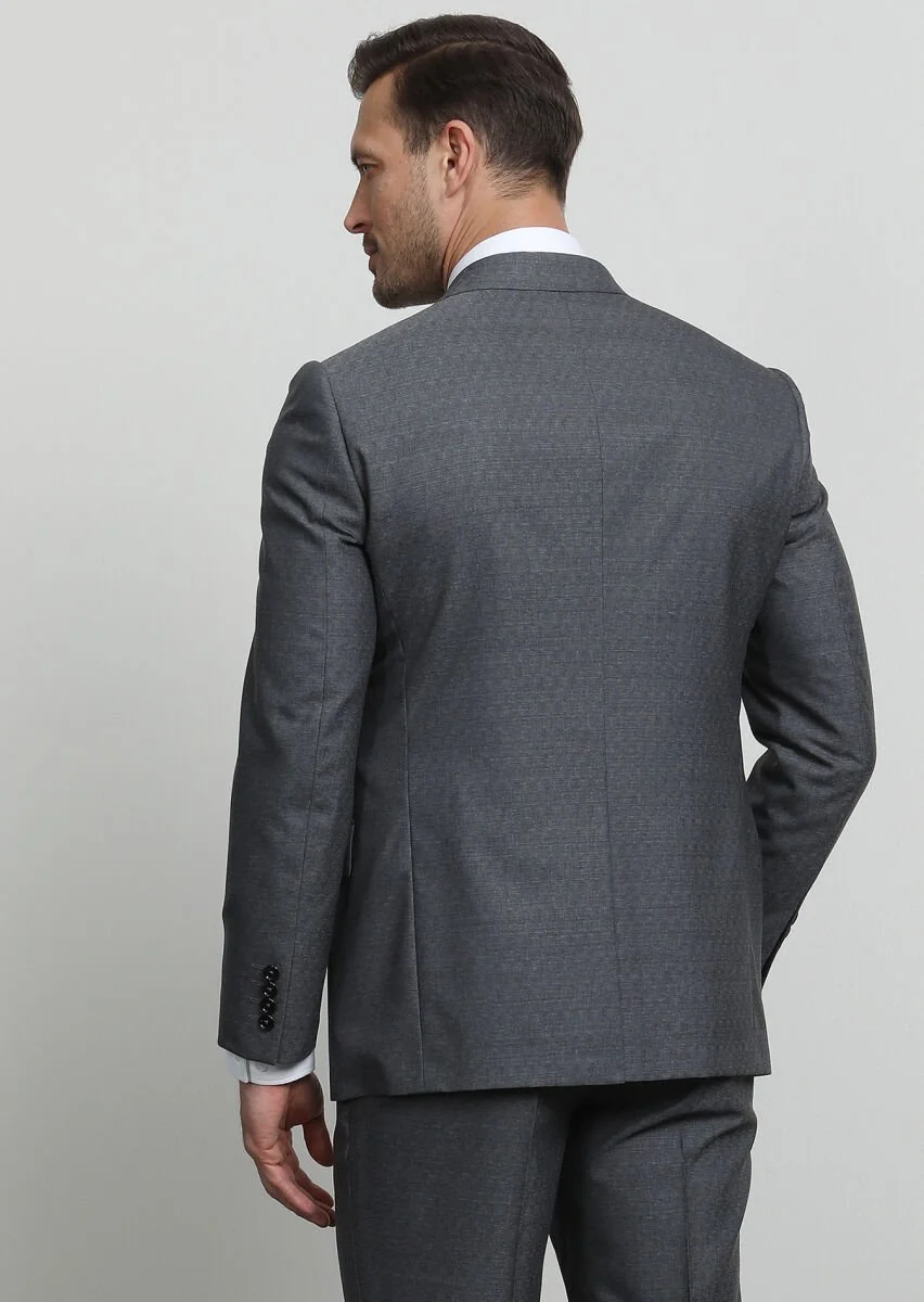 Grey Micro Regular Fit 100% Wool Suit - 4