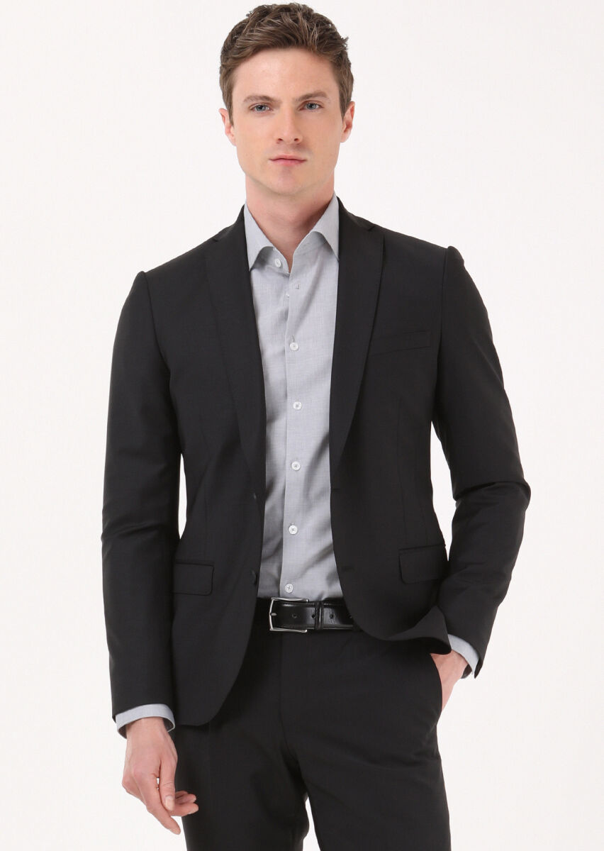 Grey Micro Regular Fit Long Weaving Classical 100% Cotton Shirt - 2