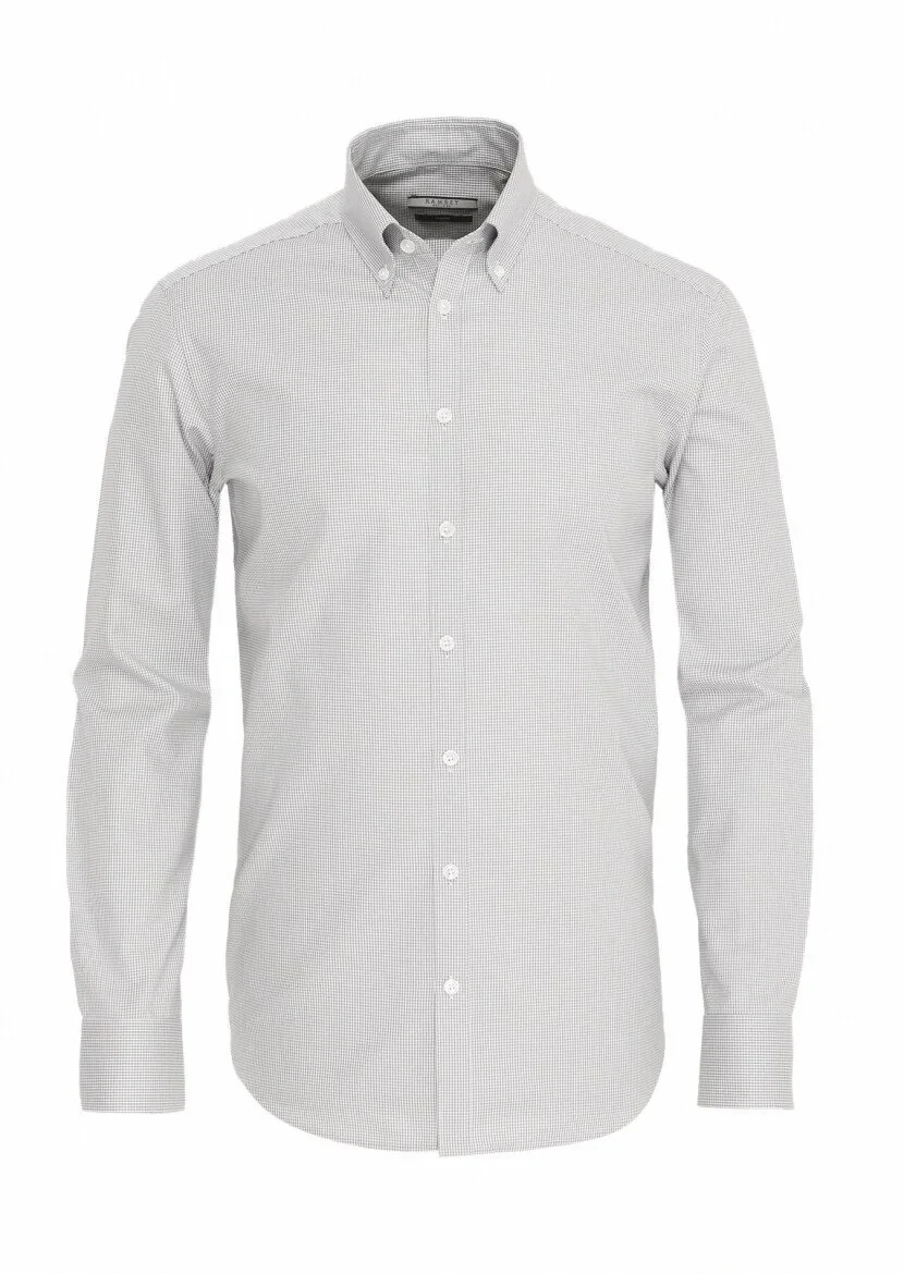 Grey Micro Regular Fit Weaving Classical 100% Cotton Shirt - 5