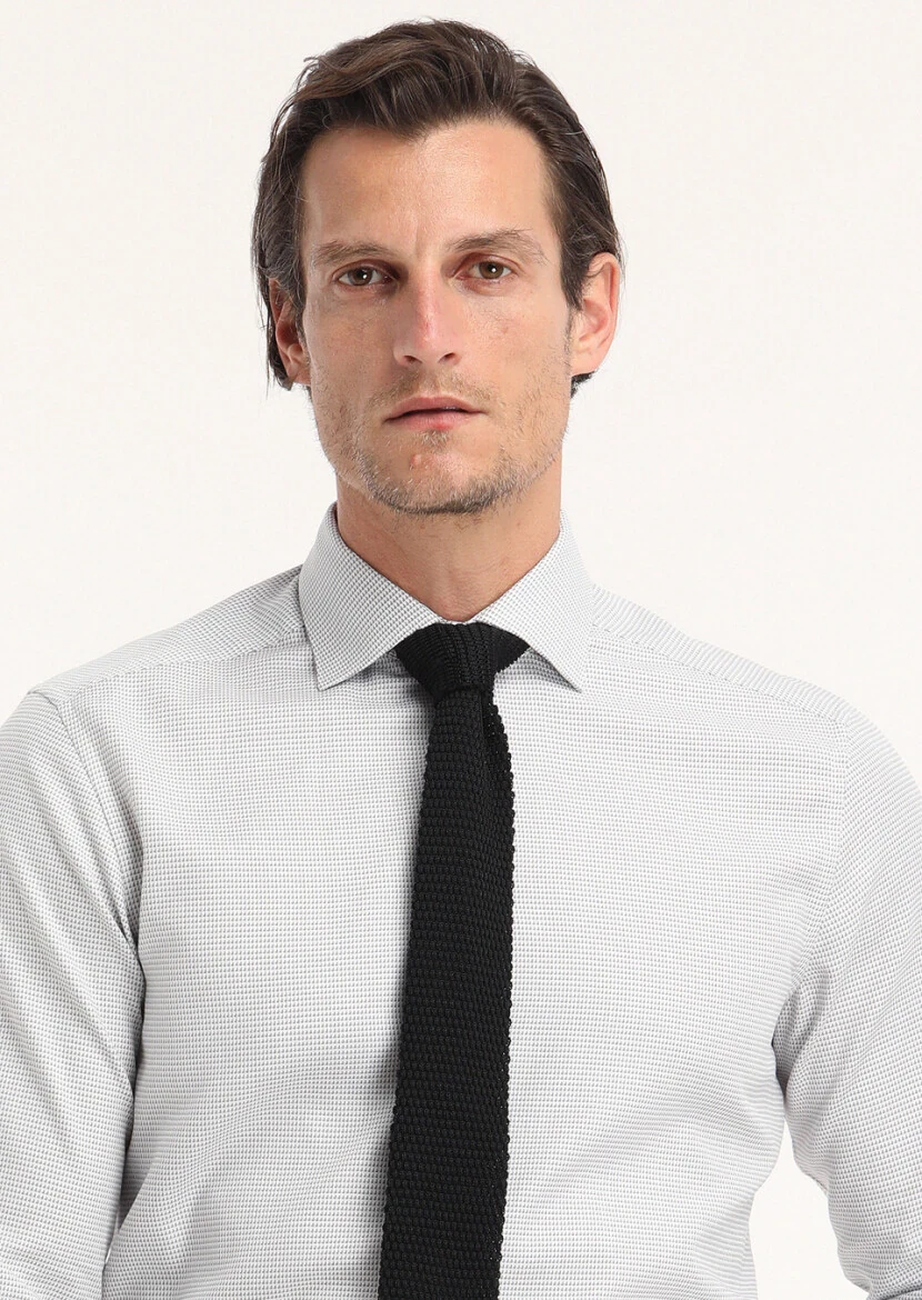 Grey Micro Regular Fit Weaving Classical 100% Cotton Shirt 