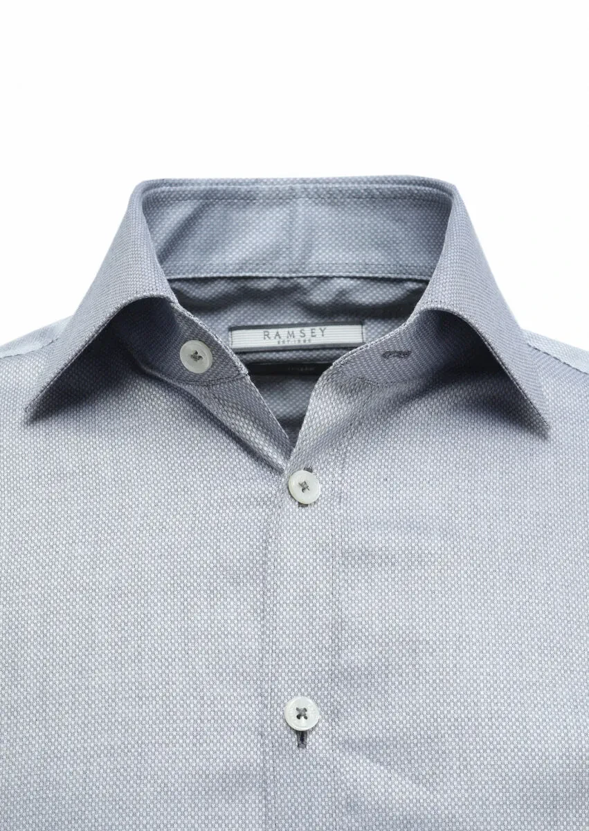Grey Micro Regular Fit Weaving Classical 100% Cotton Shirt - 2