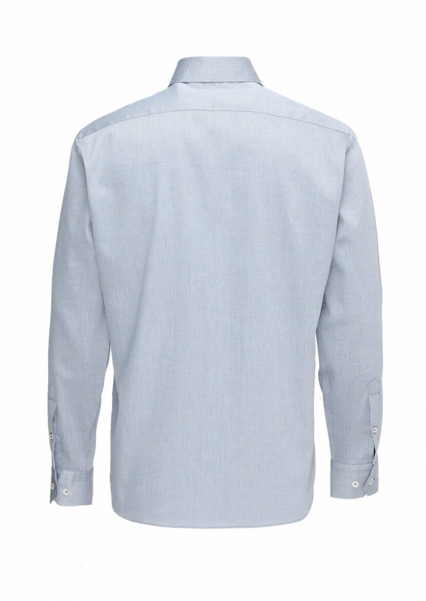 Grey Micro Regular Fit Weaving Classical 100% Cotton Shirt - 5