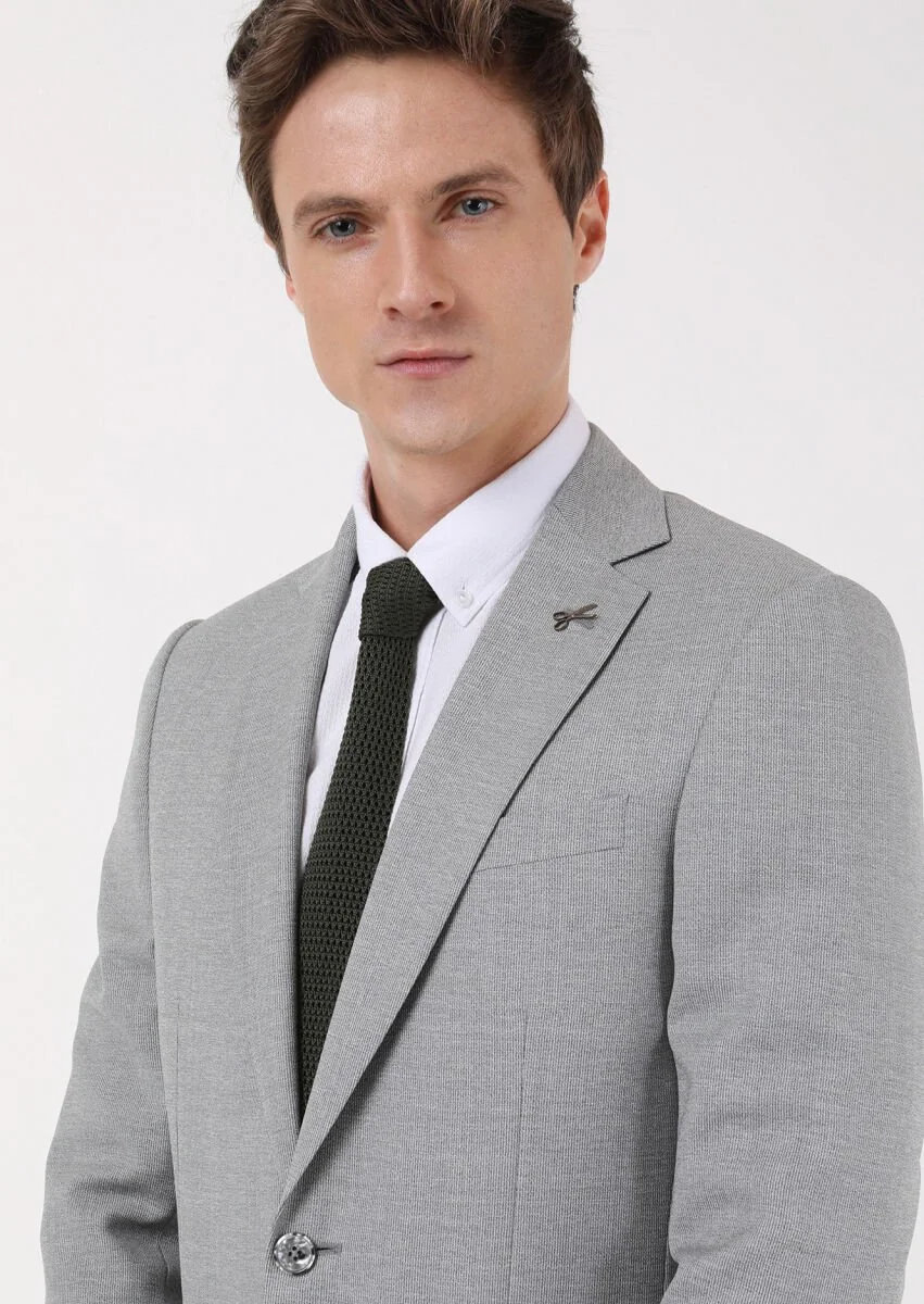 Grey Micro Thin&Taller Slim Fit 100% Wool Suit - 3