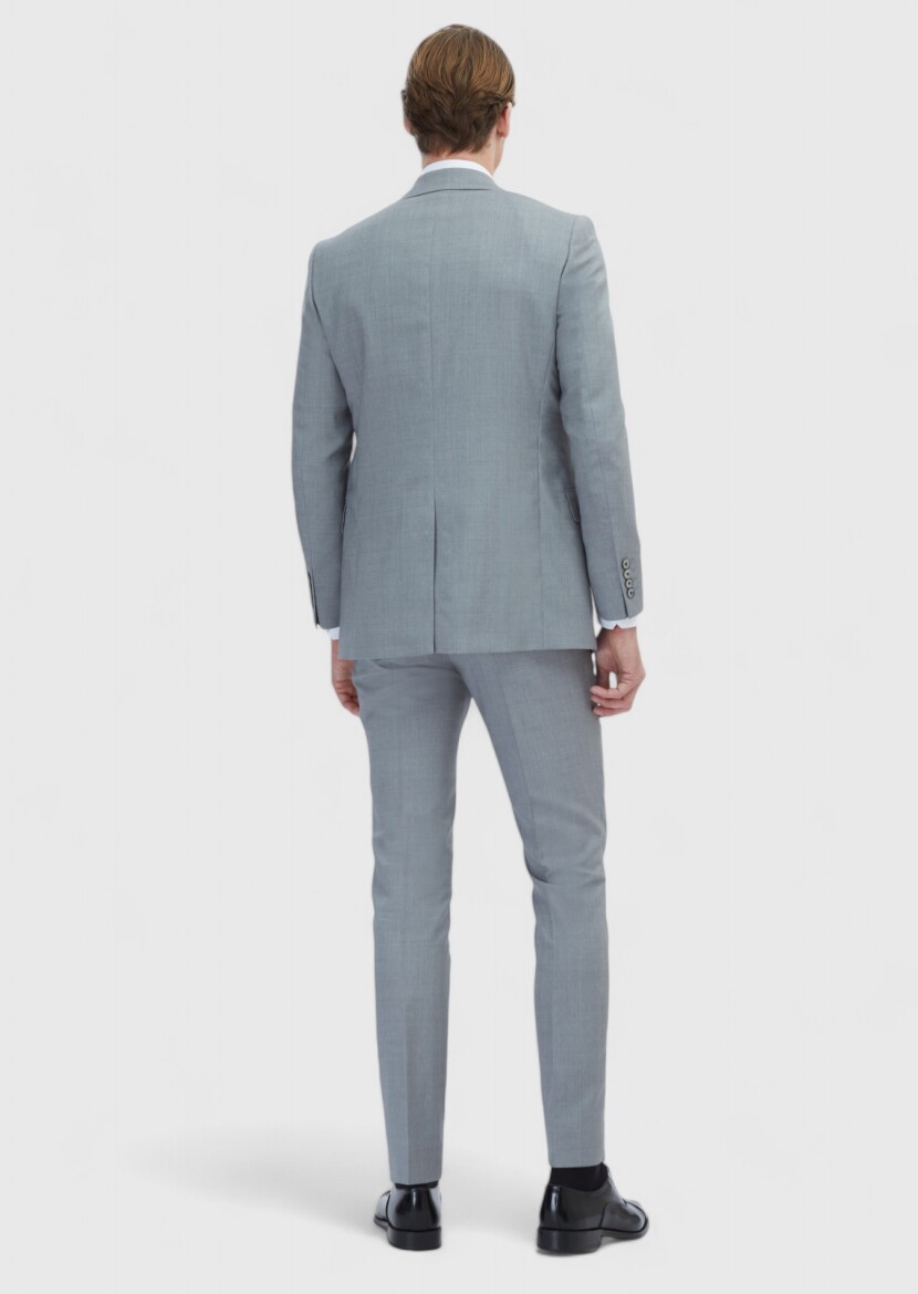 Grey Micro Thin&Taller Slim Fit 100% Wool Suit - 5