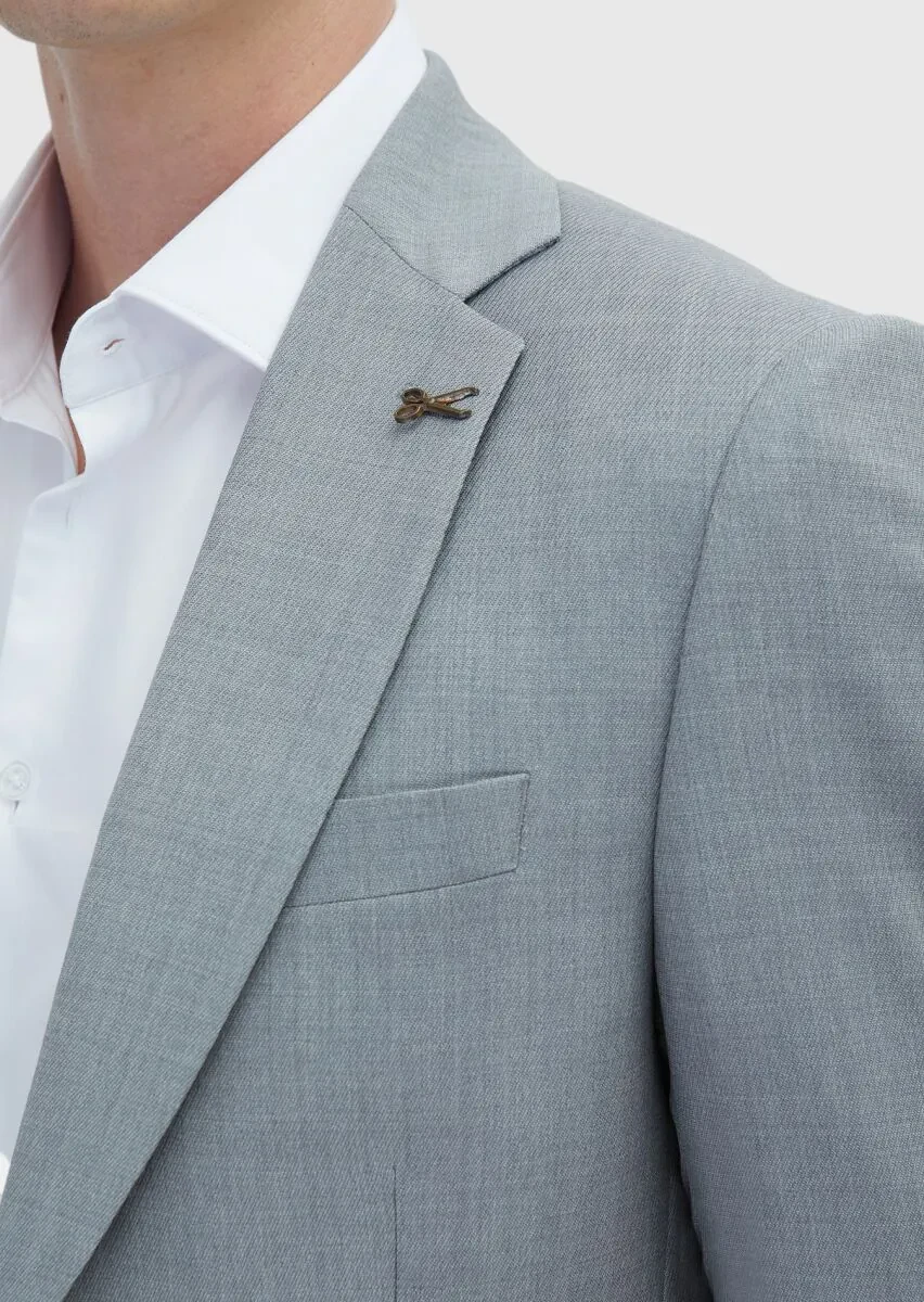 Grey Micro Thin&Taller Slim Fit 100% Wool Suit - 3