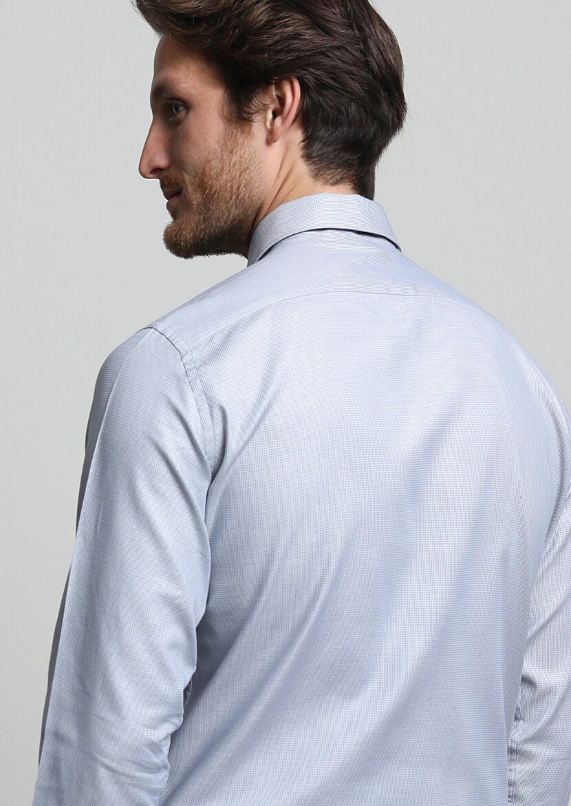 Grey Micro Weaving Classical 100% Cotton Shirt - 4