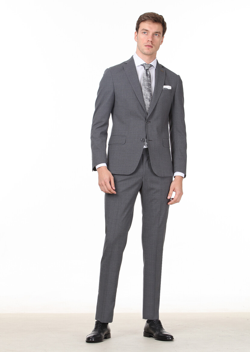 Grey Micro Zeroweight Slim Fit 100% Wool Suit 