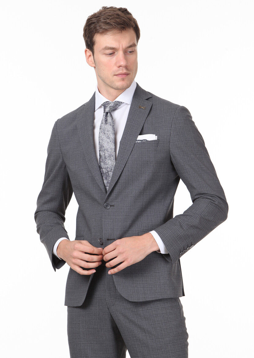 Grey Micro Zeroweight Slim Fit 100% Wool Suit 