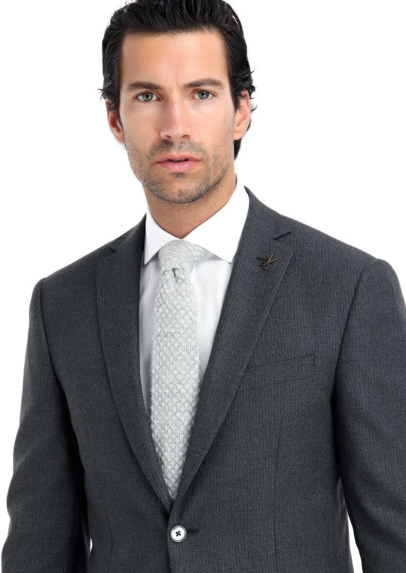 Grey Micro Zeroweight Slim Fit 100% Wool Suit - 2