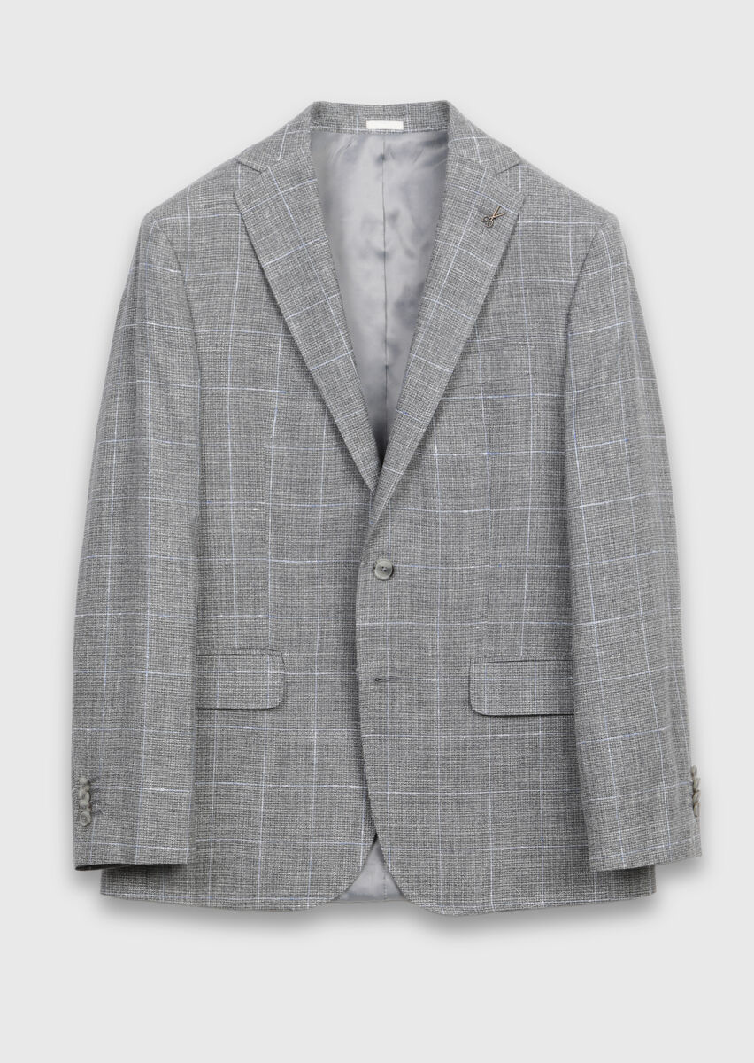 Grey Modern Fit Silk Blended Jacket - 6