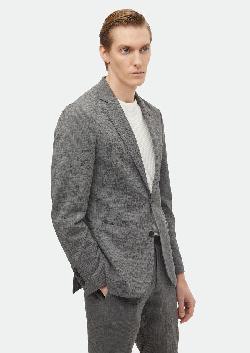 Grey Patterned Comfort Fit Suit - 2