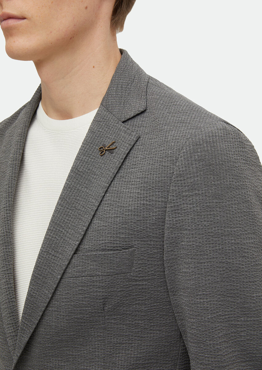 Grey Patterned Comfort Fit Suit - 5