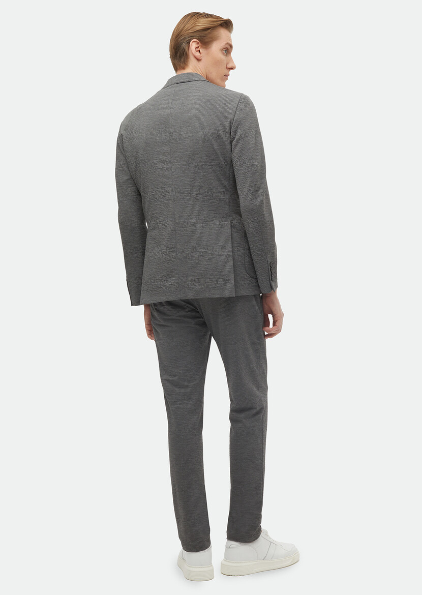 Grey Patterned Comfort Fit Suit - 6