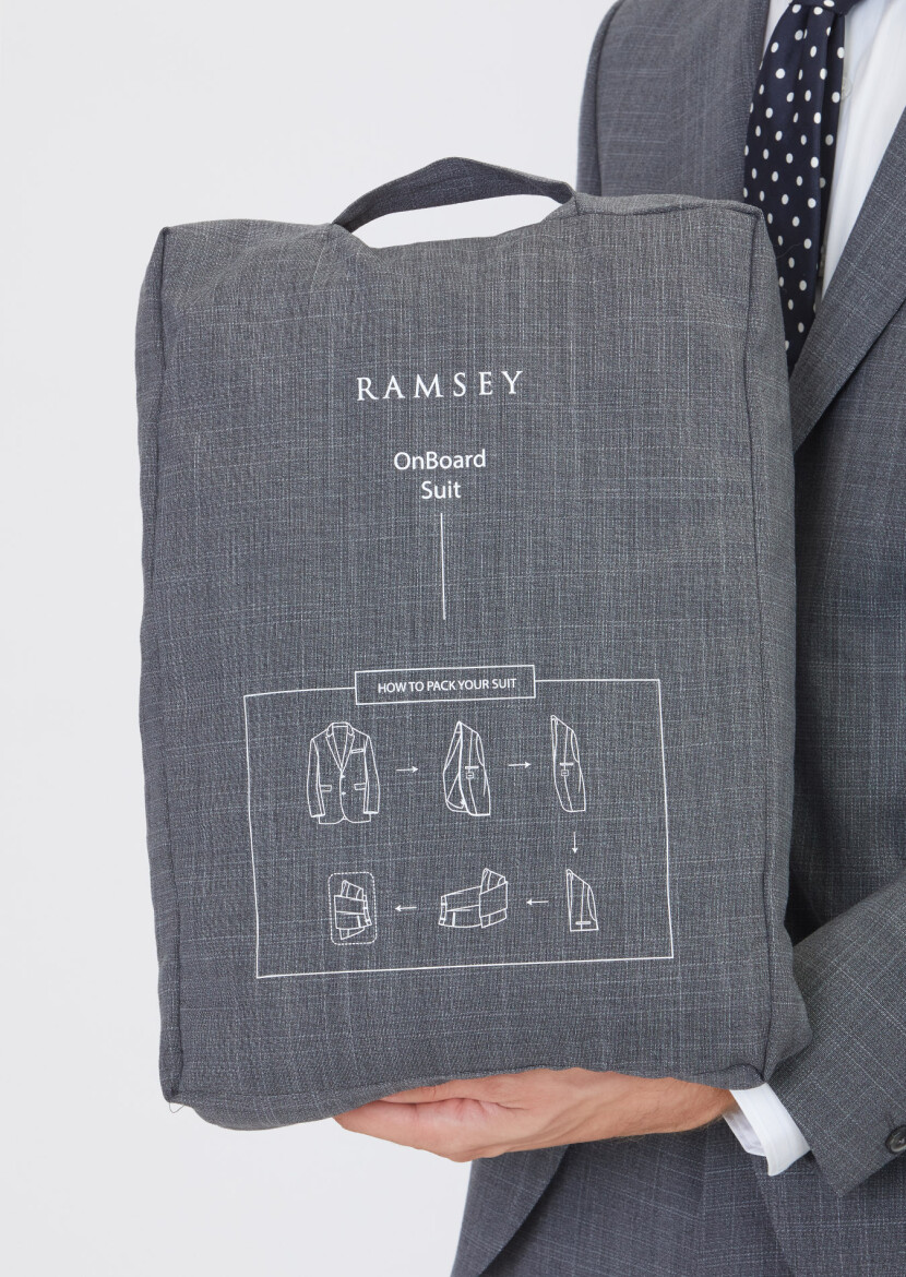 Grey Patterned Modern Fit Wool Blended Suit - 5