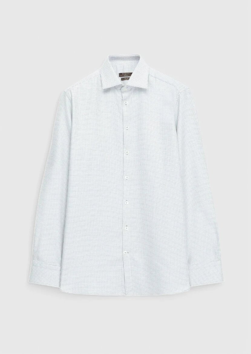 Grey Patterned Regular Fit Weaving Classical 100% Cotton Shirt 