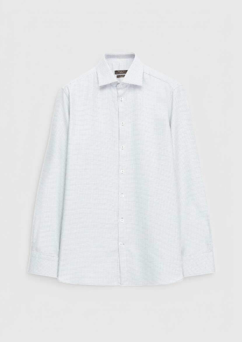 Grey Patterned Regular Fit Weaving Classical 100% Cotton Shirt 