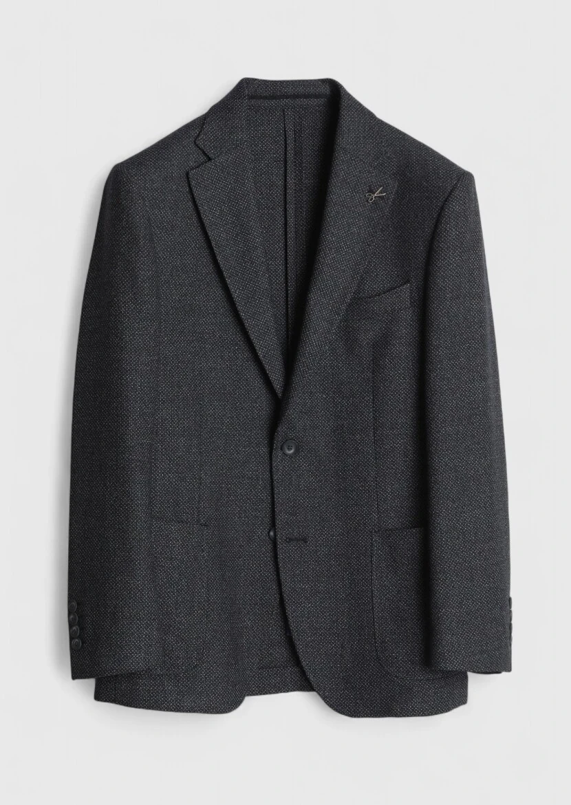Grey Patterned Wool Blended Jacket - RAMSEY