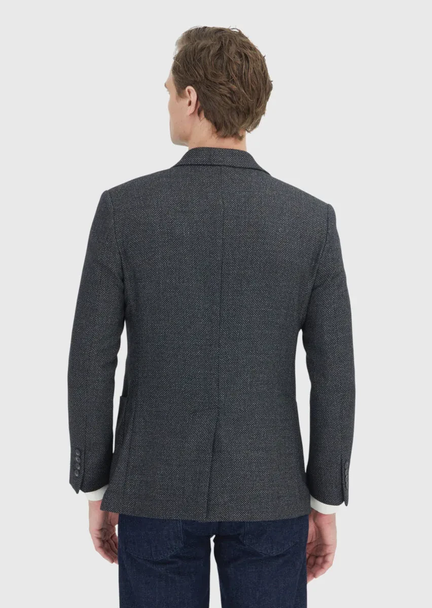 Grey Patterned Wool Blended Jacket - 7