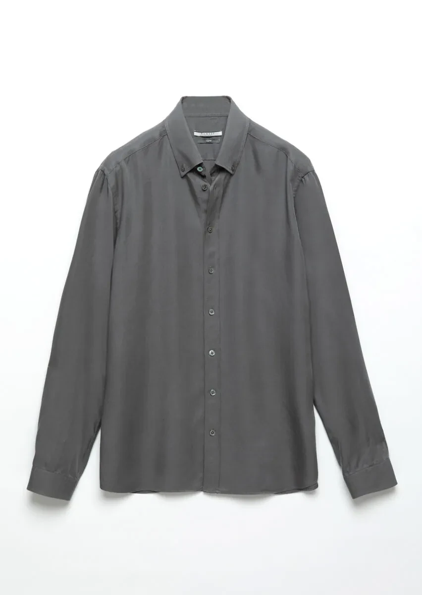 Grey Plain Casual Fit Weaving Casual Shirt - 7