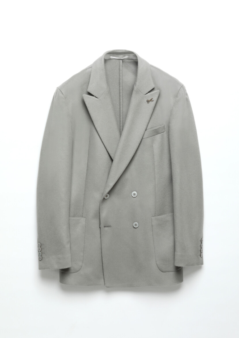 Grey Plain Comfort Fit 100% Wool Jacket - 7