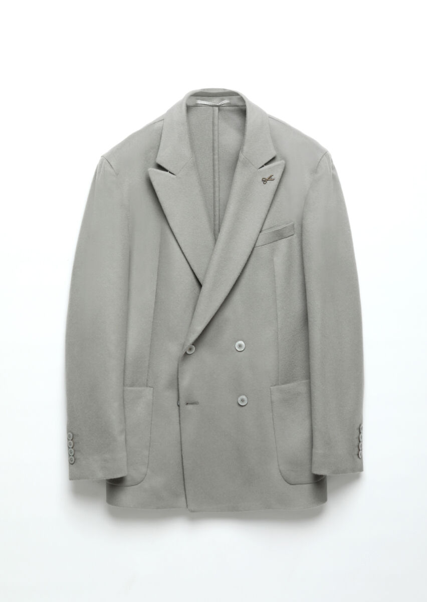 Grey Plain Comfort Fit 100% Wool Jacket - 7