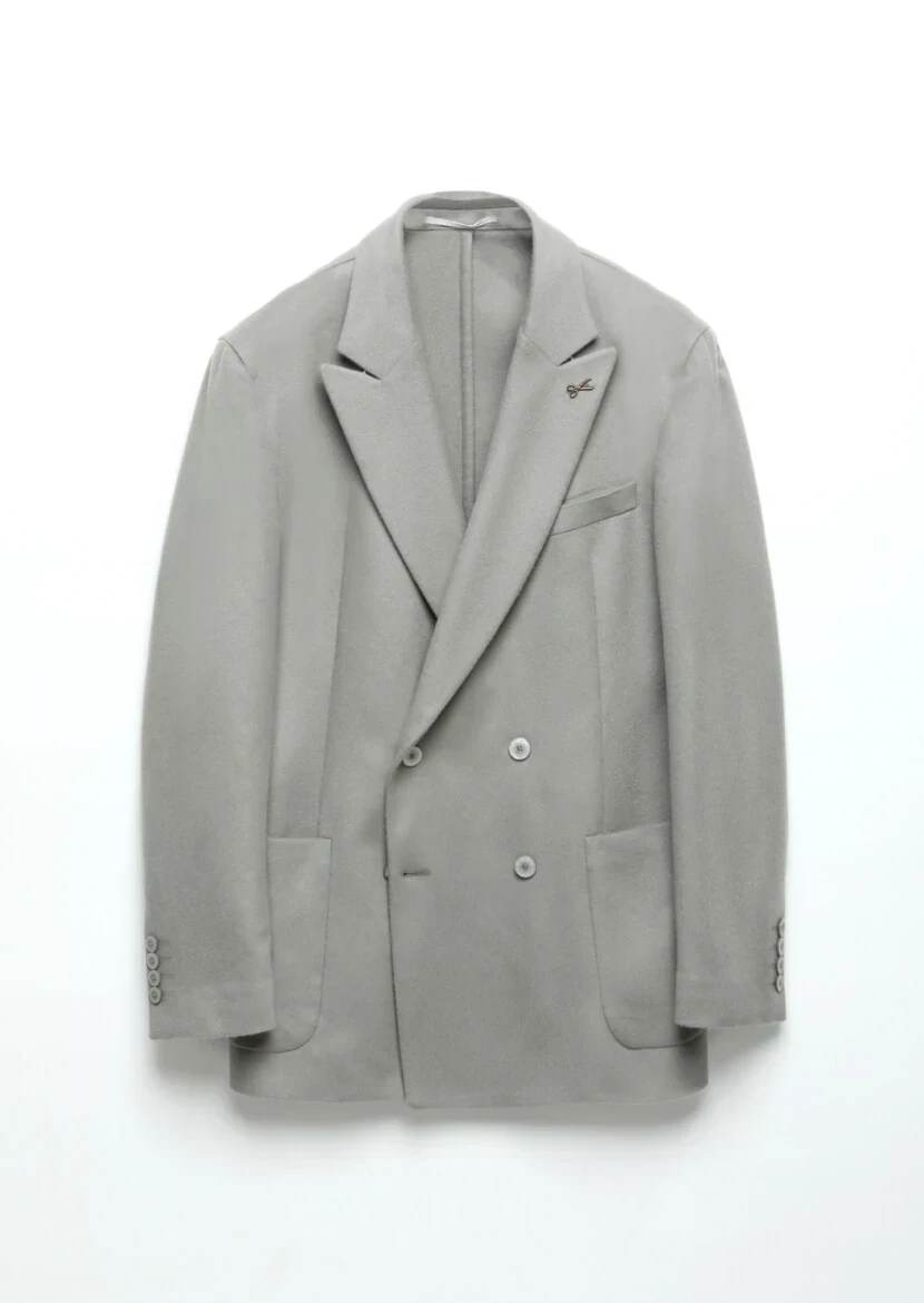 Grey Plain Comfort Fit 100% Wool Jacket - 7