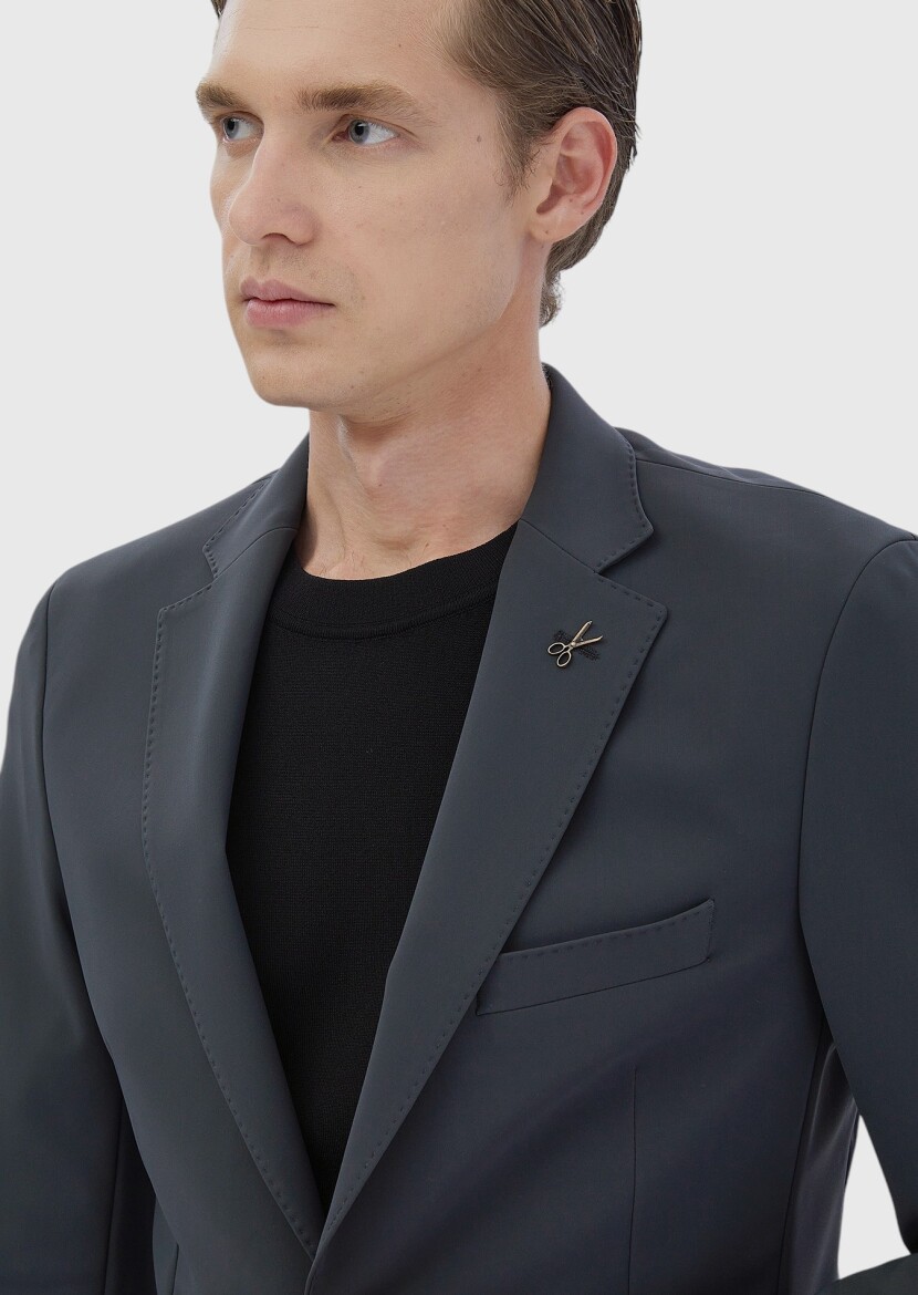 Grey Plain Comfort Fit Suit - 3