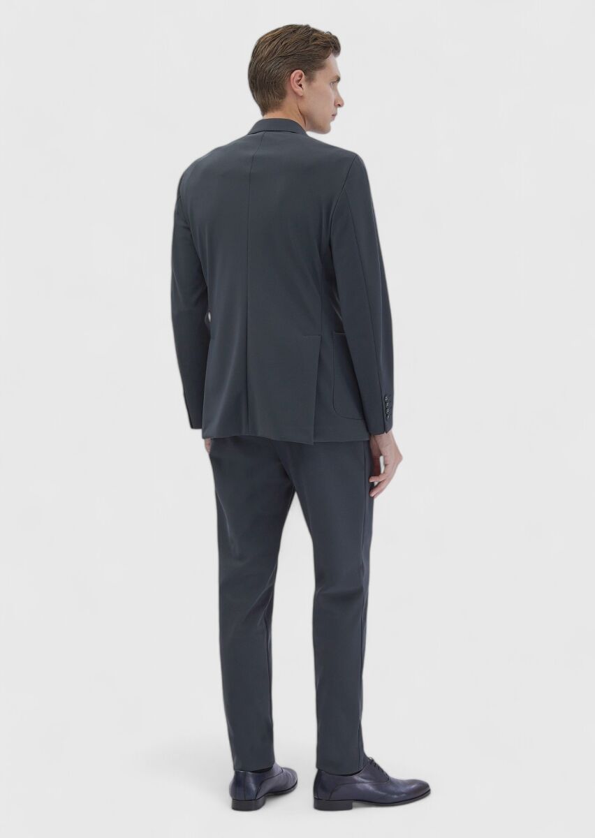 Grey Plain Comfort Fit Suit - 8