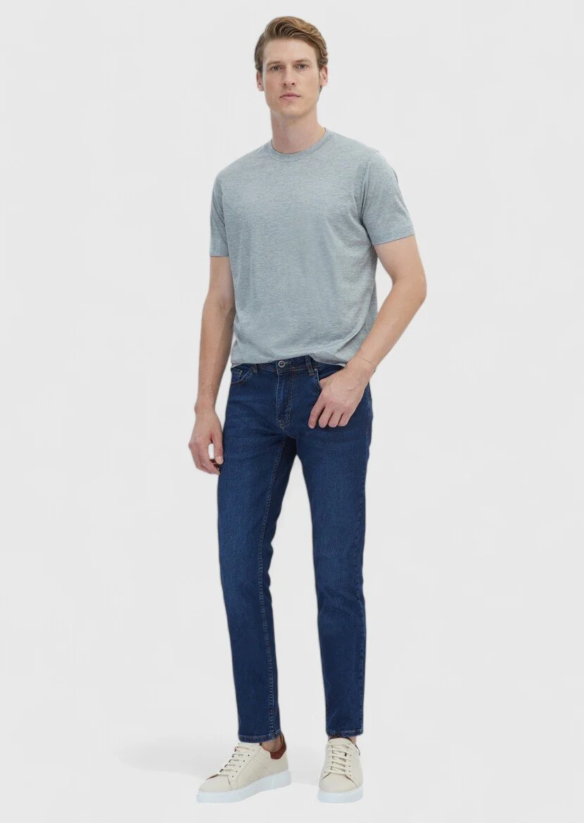 Grey Plain Crew Neck Silk Blended T-Shirt 