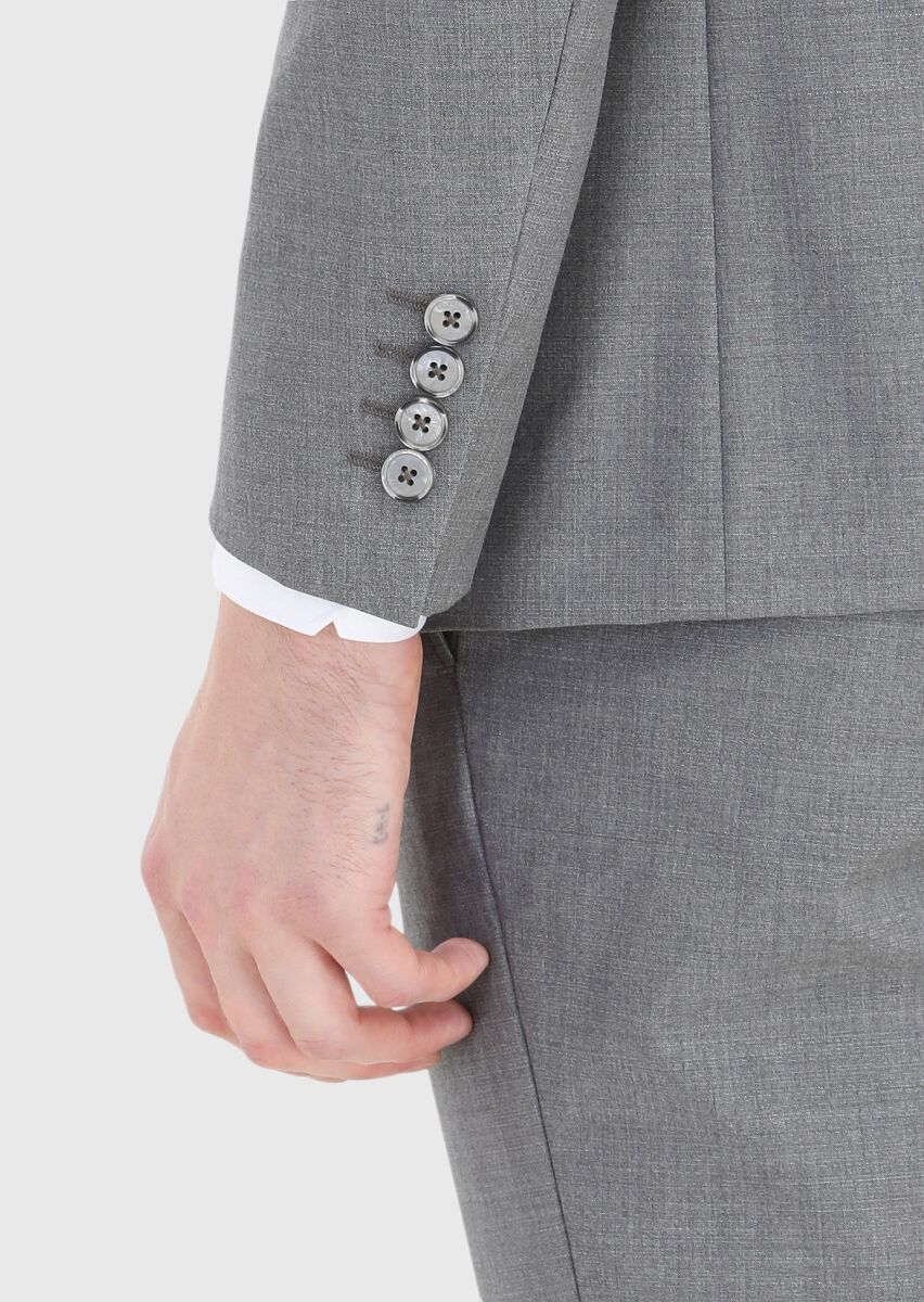 Grey Plain Modern Fit 100% Wool Suit - 4