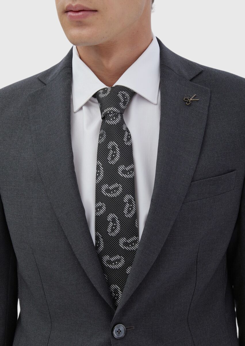 Grey Plain Modern Fit 100% Wool Suit - 4