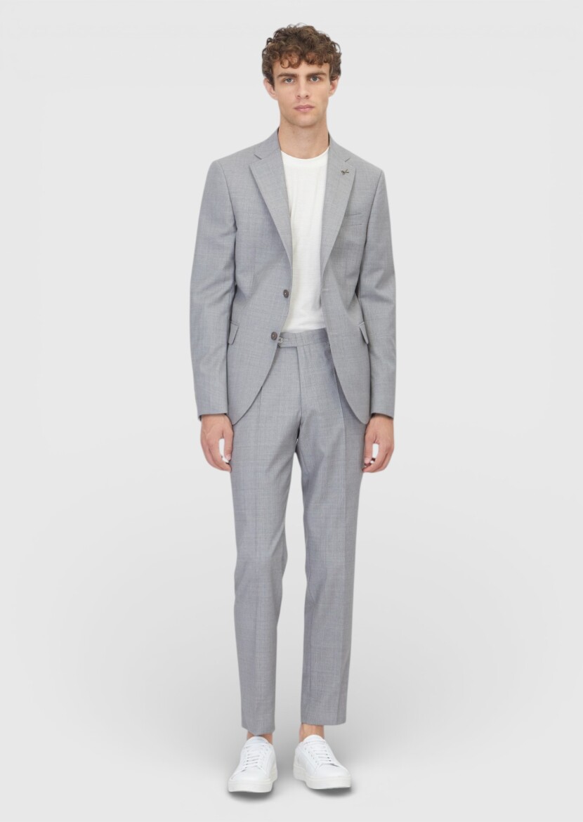 Grey Plain Modern Fit 100% Wool Suit - 2