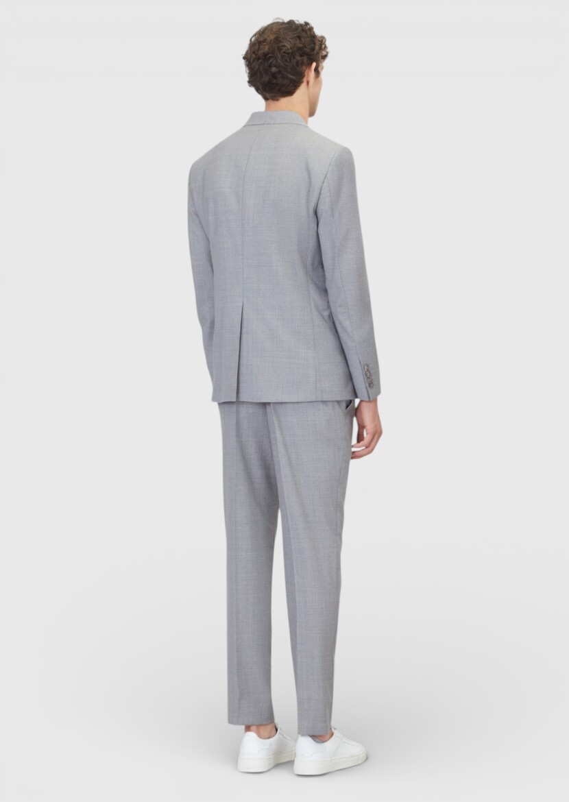 Grey Plain Modern Fit 100% Wool Suit - 6