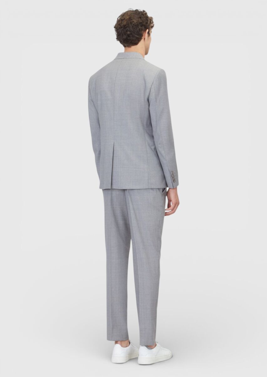 Grey Plain Modern Fit 100% Wool Suit - 6