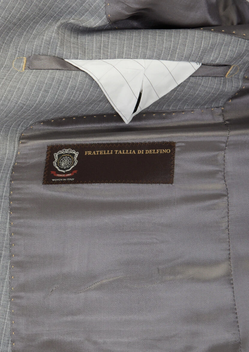 Grey Plain Regular Fit 100% Wool Suit - 5