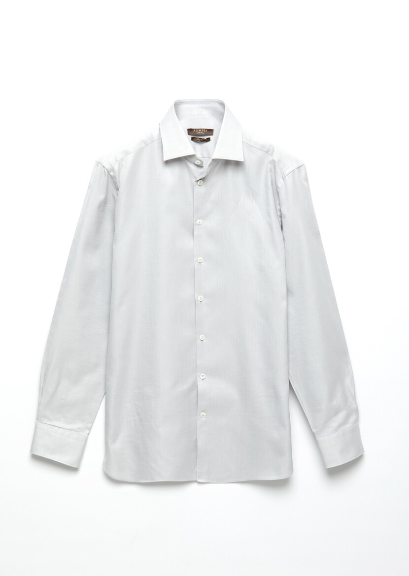 Grey Plain Regular Fit Weaving Classical 100% Cotton Shirt - 7