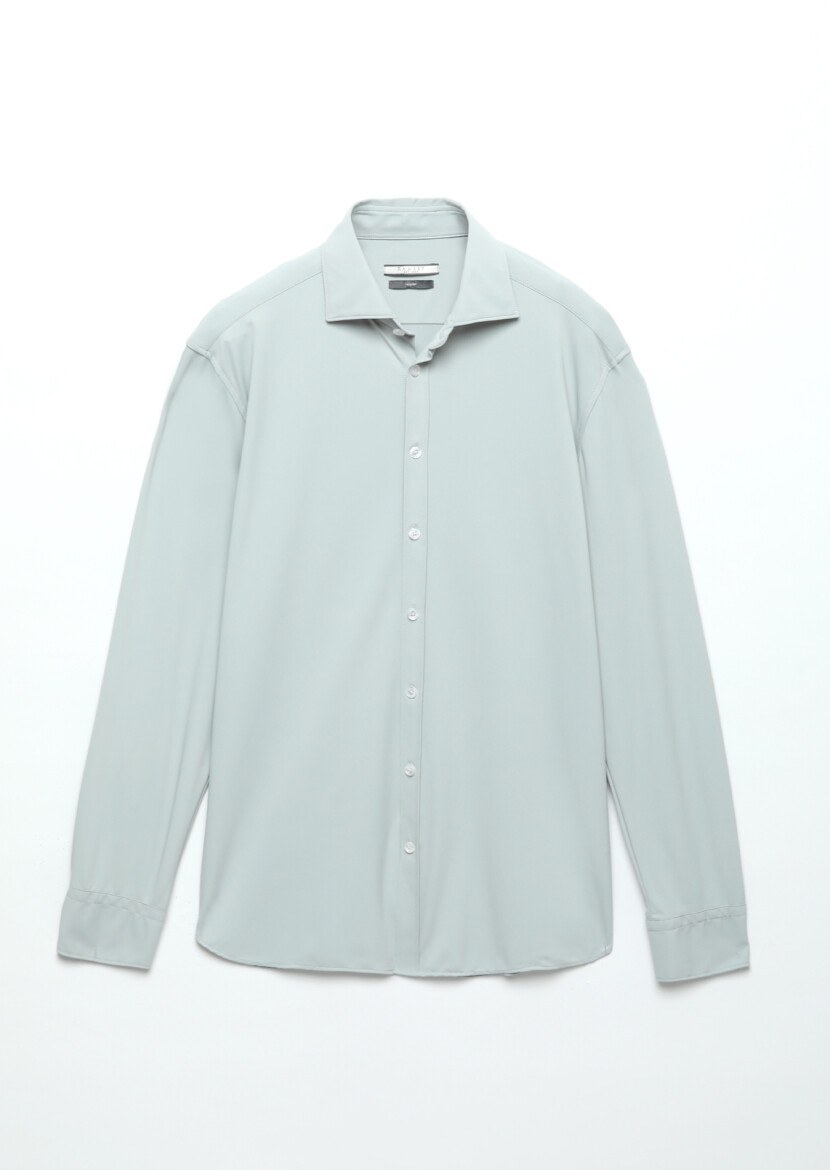 Grey Plain Regular Fit Weaving Classical Shirt 