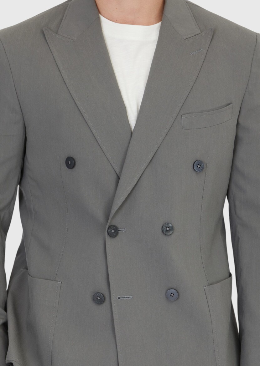 Grey Plain Zeroweight Slim Fit Suit - 5