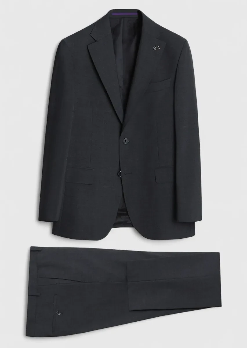 Grey Plain Zeroweight Slim Fit Wool Blended Suit - 1