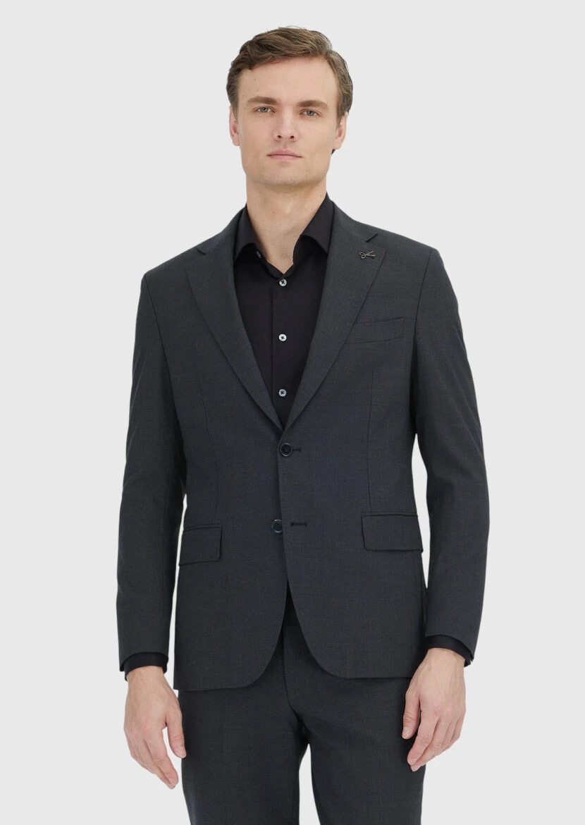 Grey Plain Zeroweight Slim Fit Wool Blended Suit - RAMSEY