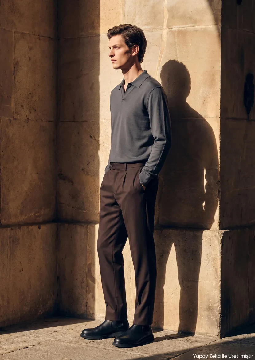 Grey Polo Neck Plain Sweatshirt - RAMSEY