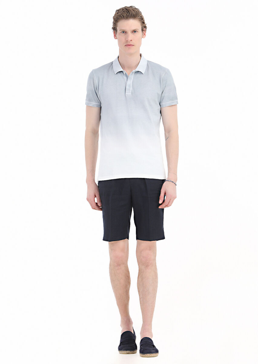 Grey Printed Polo Neck 100% Cotton T-Shirt - 1