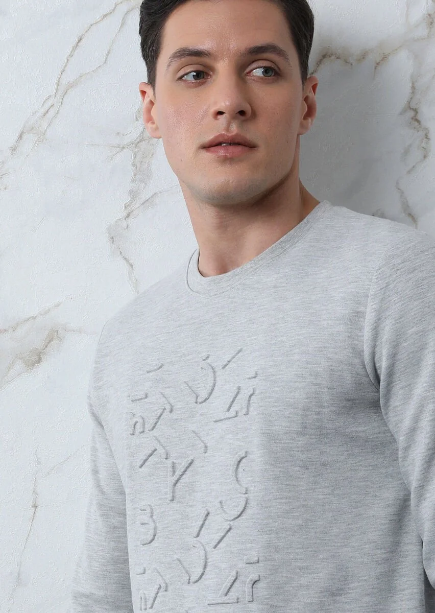 Grey Printed Sweatshirt - 1