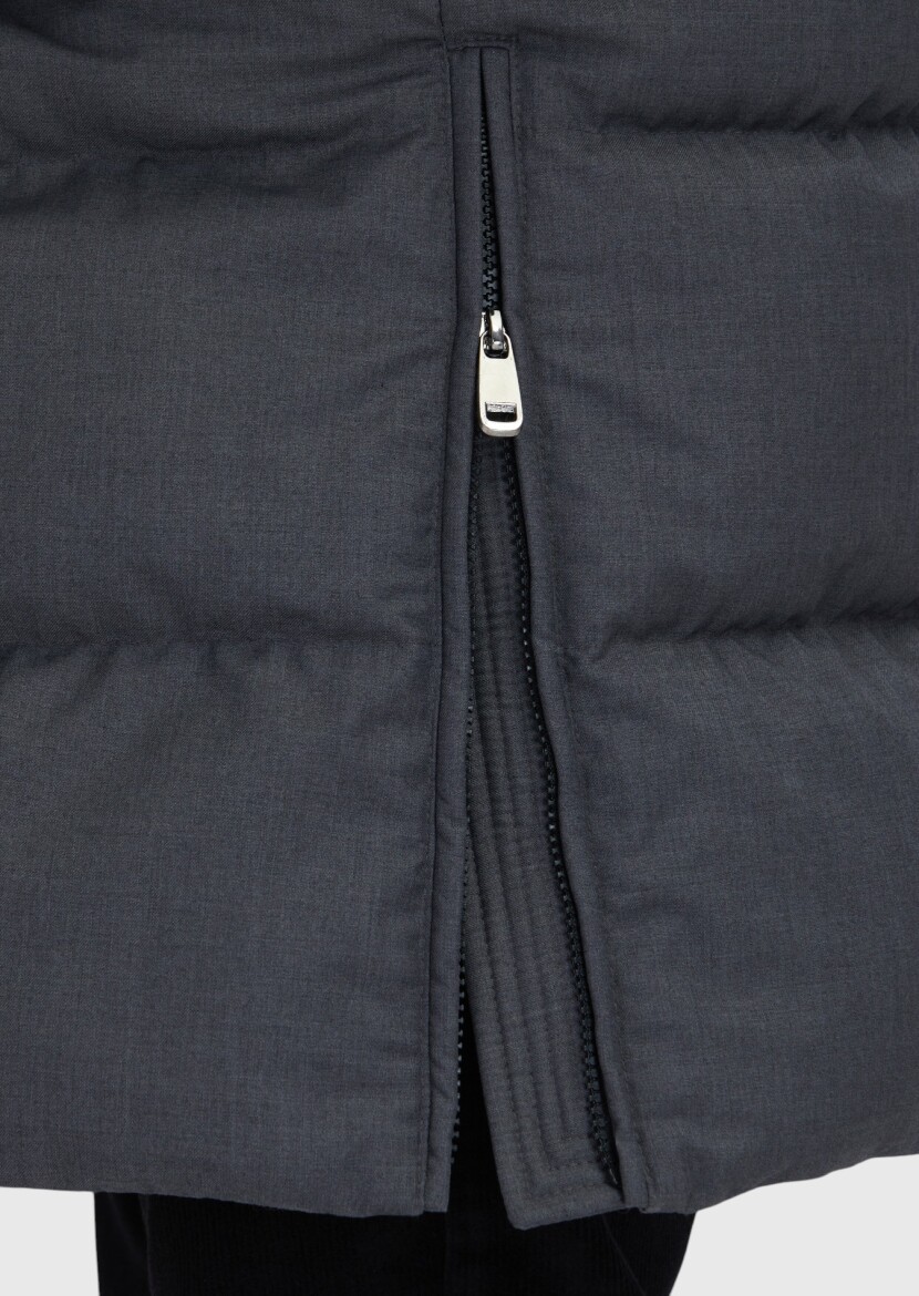 Grey Regular Fit Hooded Casual Weaving Coat - 9