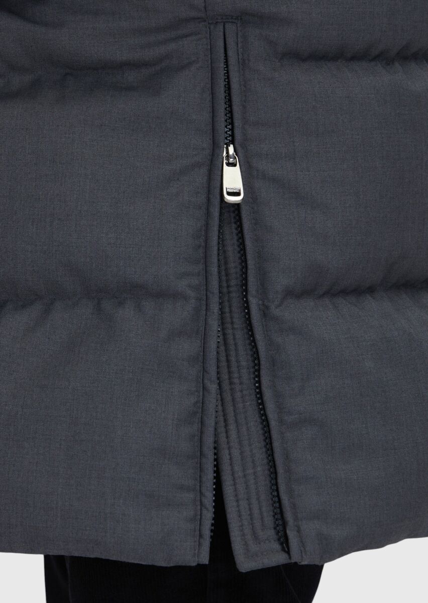 Grey Regular Fit Hooded Casual Weaving Coat - 9