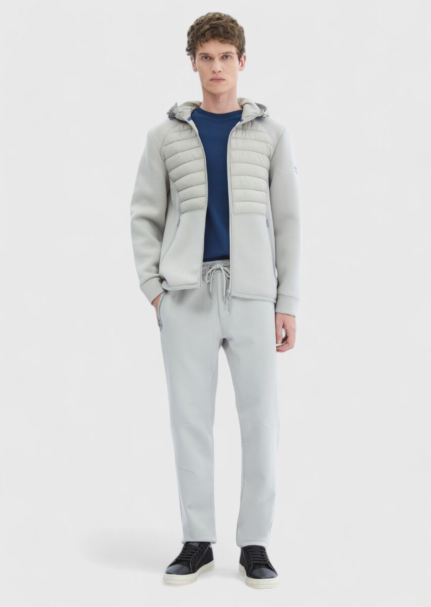 Grey Regular Fit Hooded Denim Weaving Coat - 2