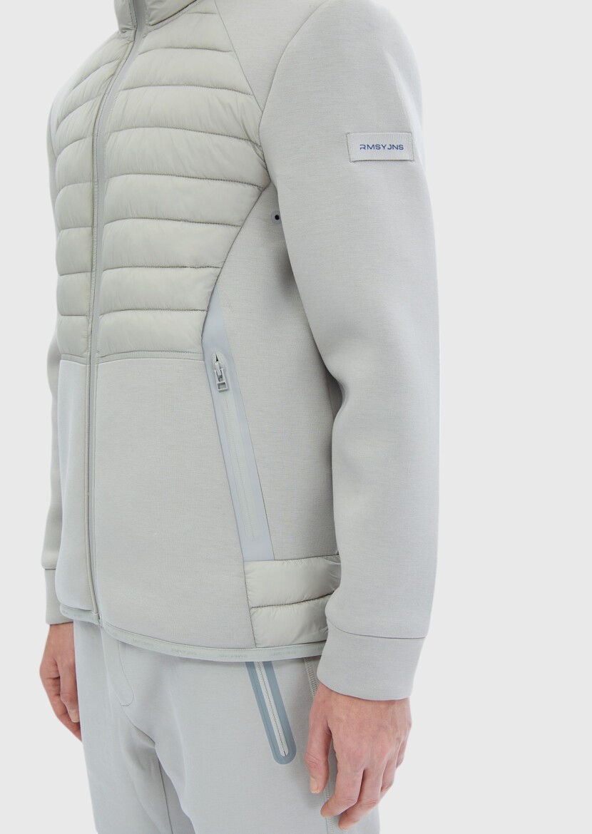 Grey Regular Fit Hooded Denim Weaving Coat - 7