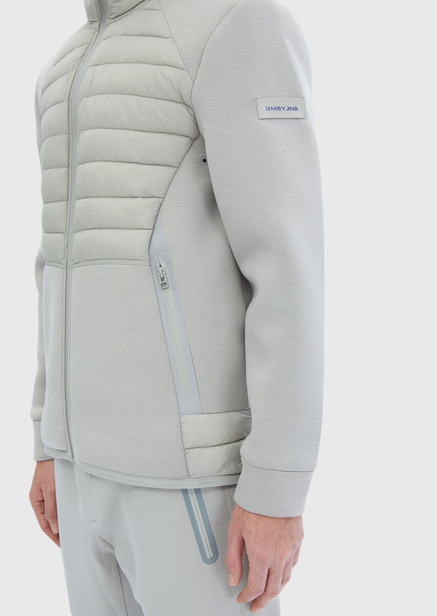 Grey Regular Fit Hooded Denim Weaving Coat - 7