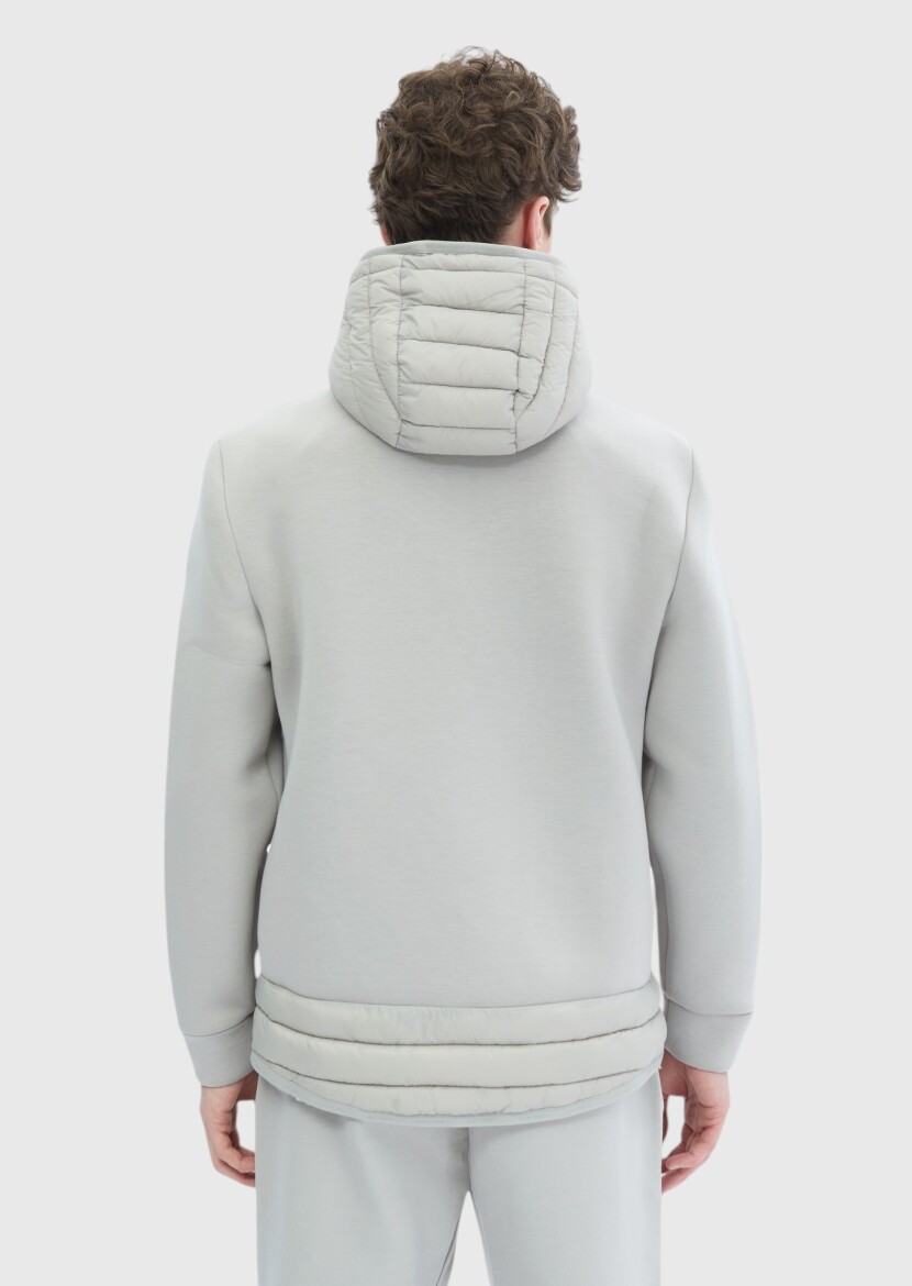 Grey Regular Fit Hooded Denim Weaving Coat - 9